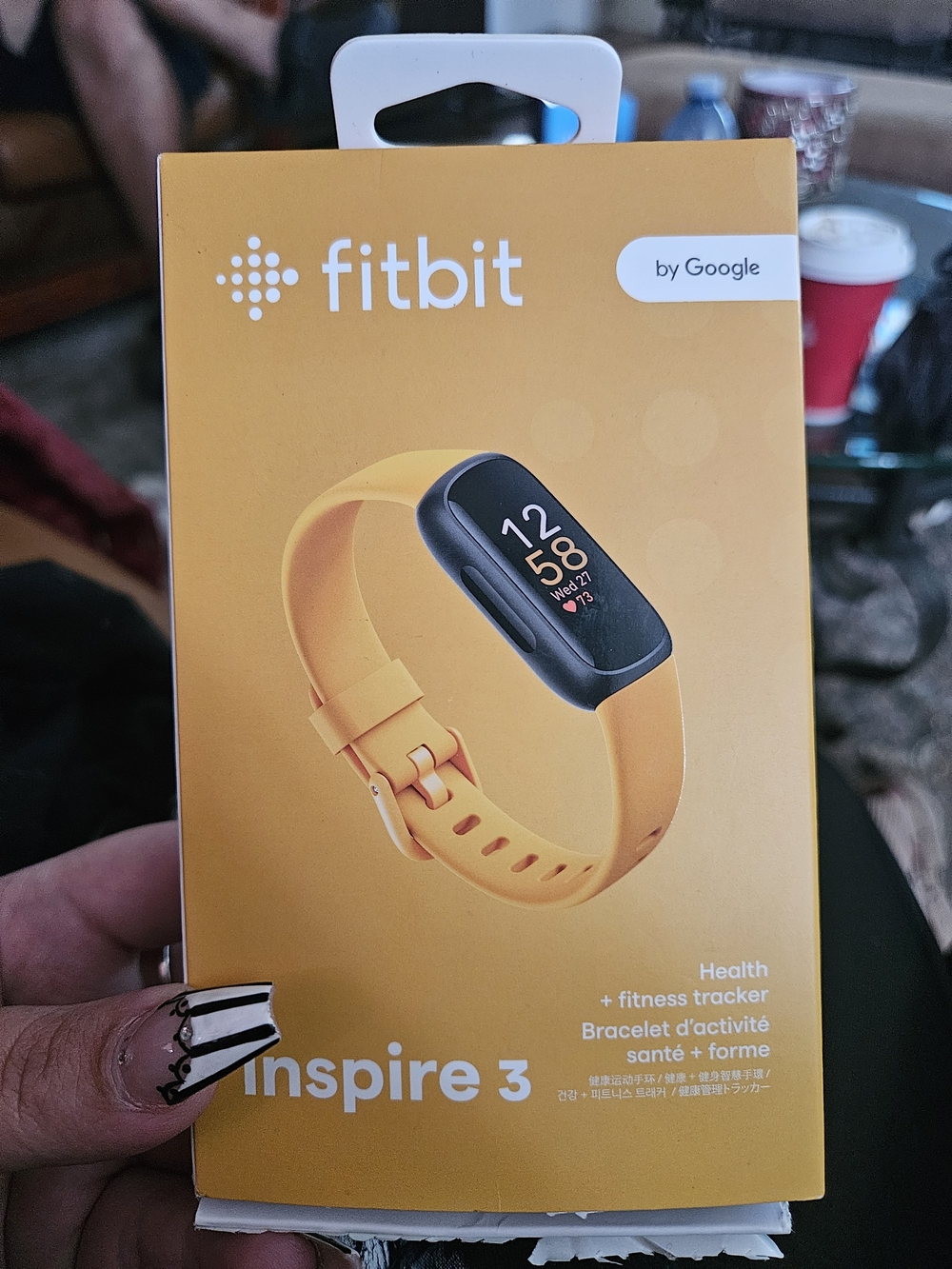 fitbit Inspire 3 Yellow Fitness Tracker with Black Display